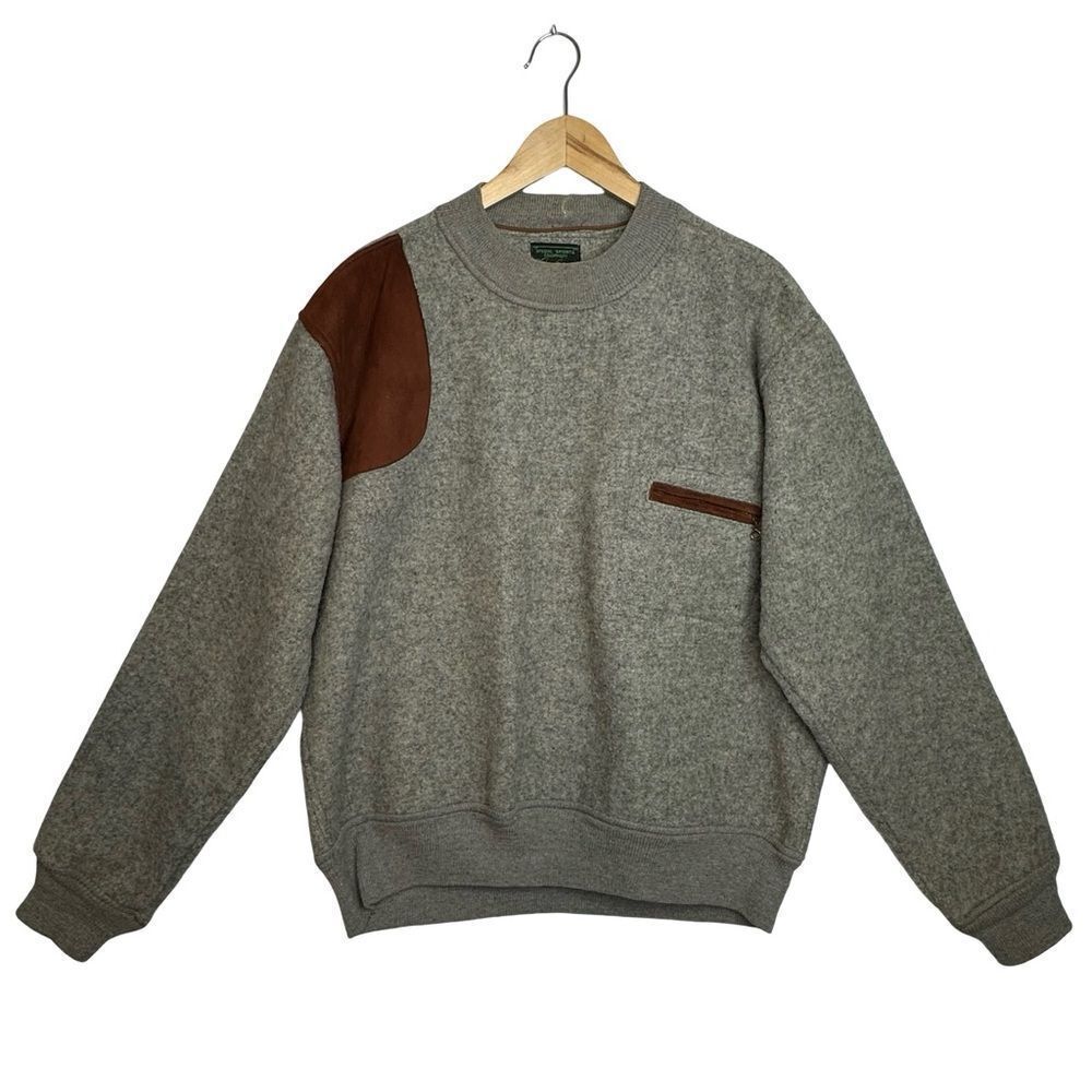 GOKEY Gray Wool Vintage Crewneck Hunting Sweatshirt Size Large